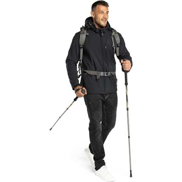 Outdoor Ventures Men's Lightweight Softshell Jacket Fleece Lined Hooded - Picture 3 of 6